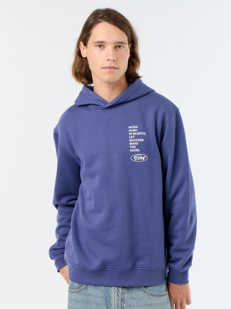 Bedrukt molton sweatshirt met capuchon Blauw - Kiabi