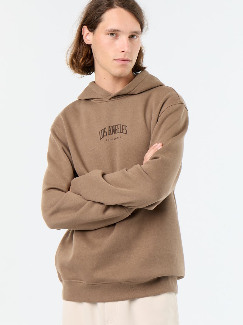 Bedrukt molton sweatshirt met capuchon Bruin - Kiabi