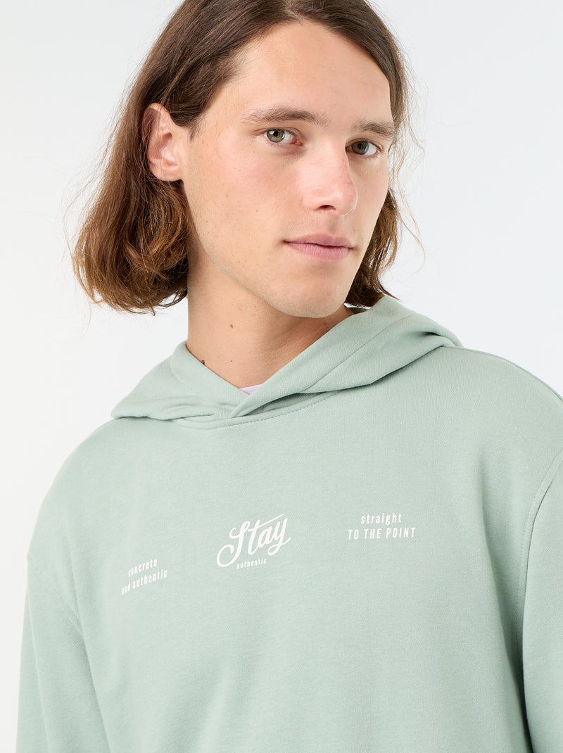 Bedrukt molton sweatshirt met capuchon Groen - Kiabi