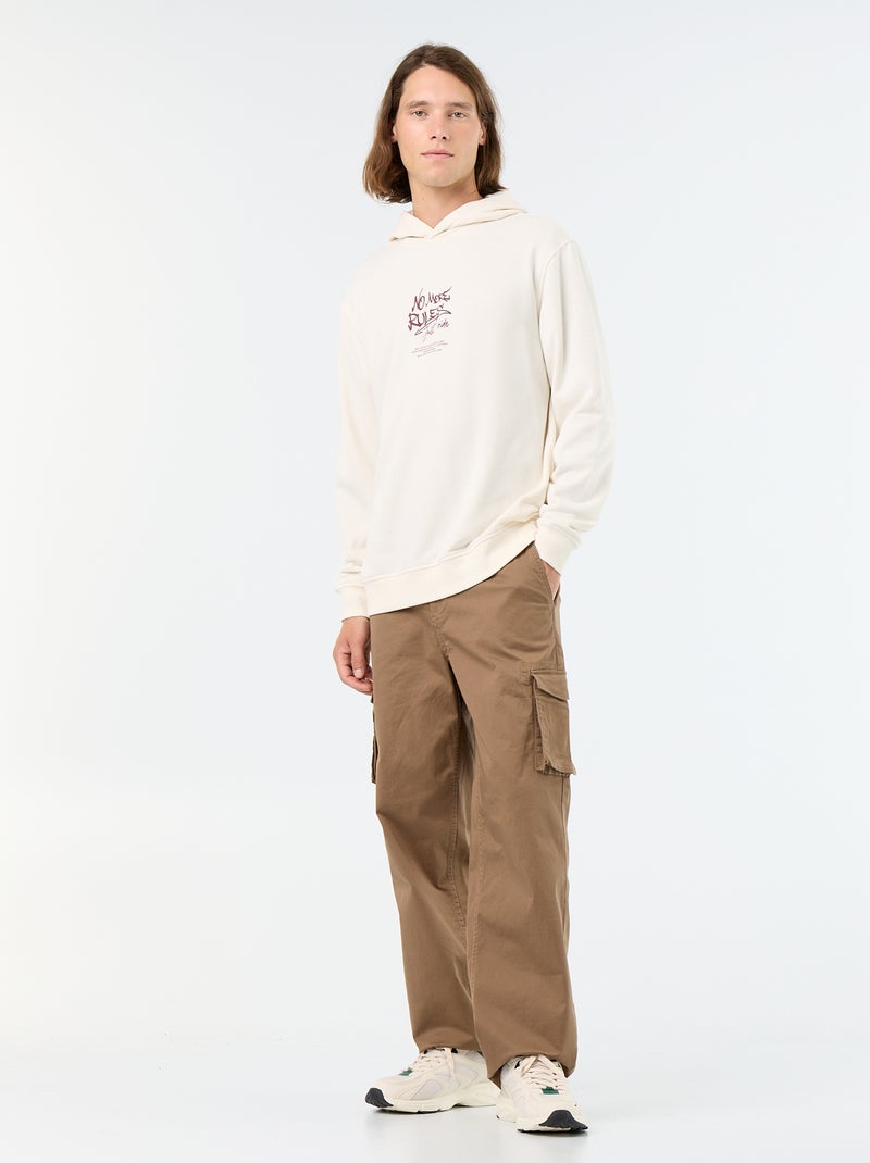 Bedrukt molton sweatshirt met capuchon Wit - Kiabi