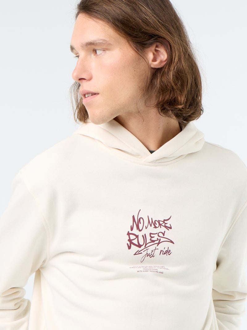 Bedrukt molton sweatshirt met capuchon Wit - Kiabi