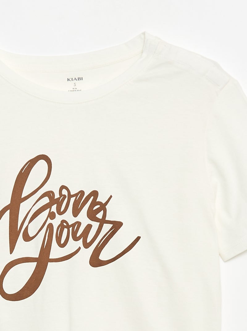 Bedrukt T-shirt - gemakkelijk aan te trekken collectie Wit - Kiabi