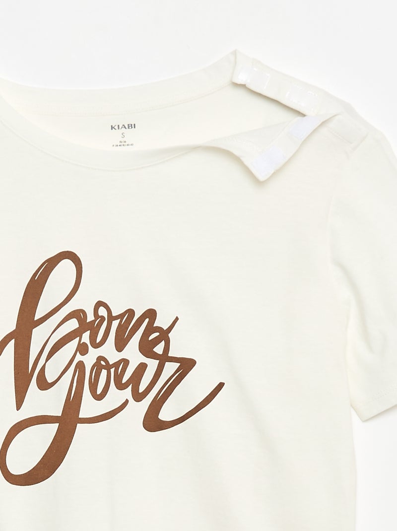 Bedrukt T-shirt - gemakkelijk aan te trekken collectie Wit - Kiabi