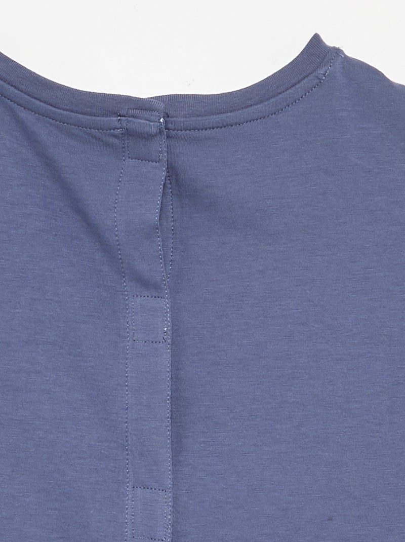 Bedrukt T-shirt met korte mouwen - gemakkelijk aan te trekken collectie Blauw - Kiabi