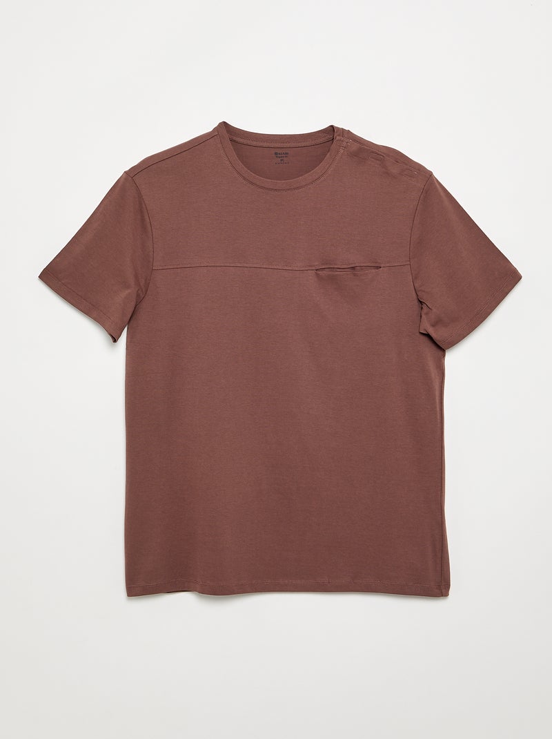 Bedrukt T-shirt met korte mouwen - gemakkelijk aan te trekken collectie Bruin - Kiabi