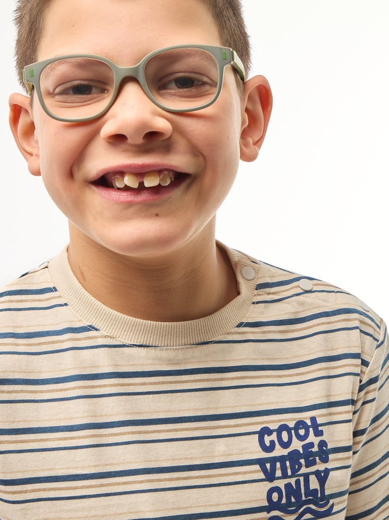 Bedrukt T-shirt met korte mouwen - Makkelijk aan te trekken collectie Biege - Kiabi