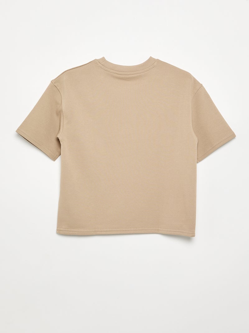 Bedrukt T-shirt met korte mouwen Biege - Kiabi