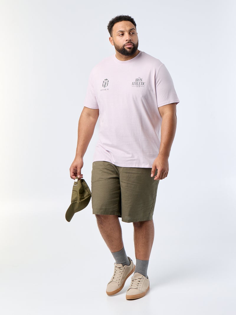 Bedrukt T-shirt met korte mouwen Paars - Kiabi