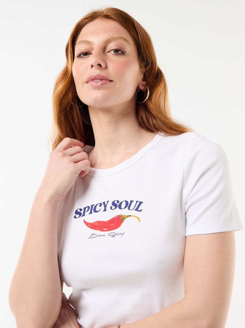 Bedrukt T-shirt met korte mouwen Wit - Kiabi