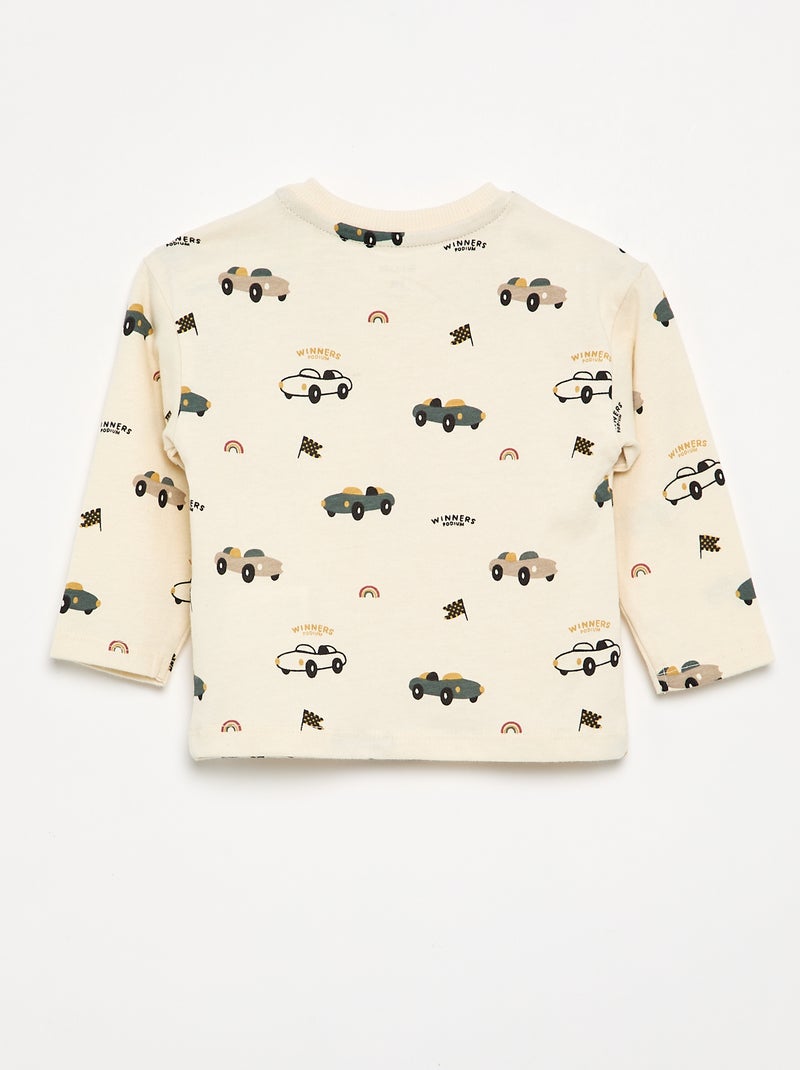 Bedrukt T-shirt met lange mouwen Wit - Kiabi