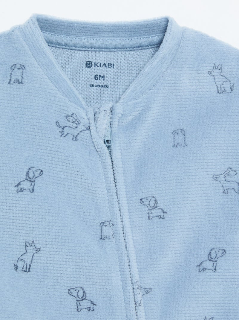 Bedrukt velours slaappakje Blauw - Kiabi