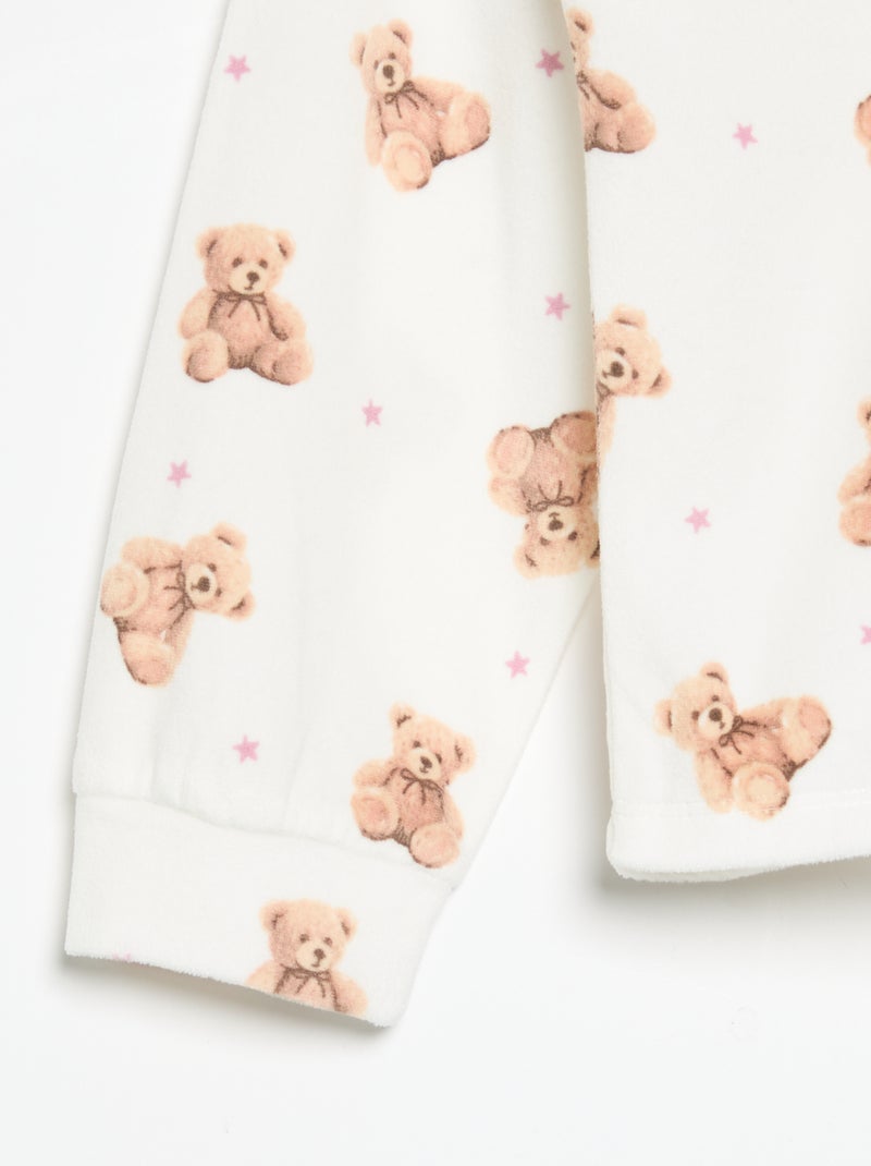 Bedrukte 2-delige pyjama - Sweater + broek Ecru - Kiabi