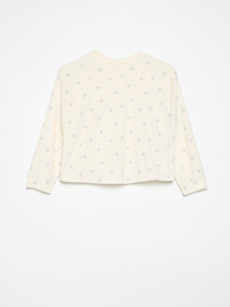 Bedrukte 2-delige pyjama - Sweater + broek Ecru - Kiabi