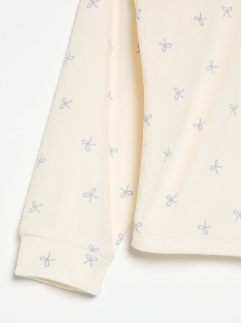 Bedrukte 2-delige pyjama - Sweater + broek Ecru - Kiabi