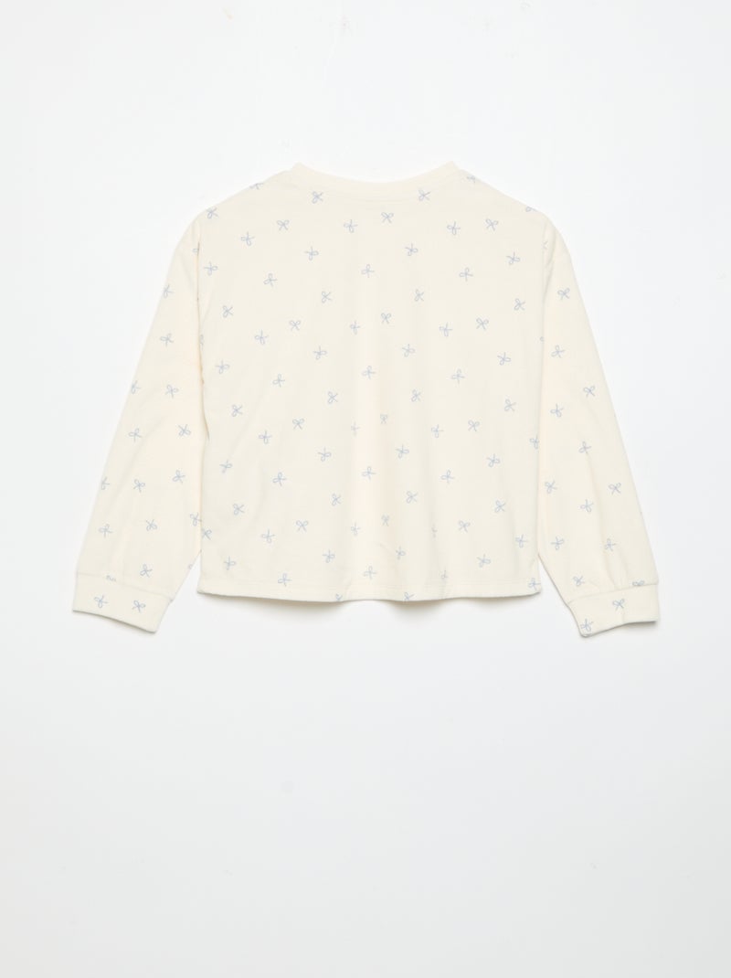 Bedrukte 2-delige pyjama - Sweater + broek Ecru - Kiabi