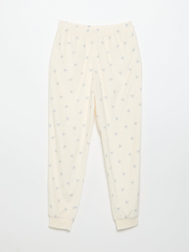 Bedrukte 2-delige pyjama - Sweater + broek Ecru - Kiabi