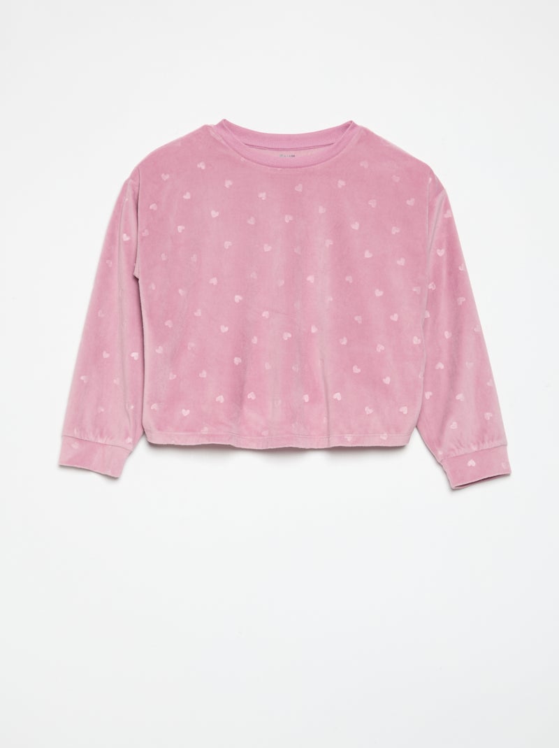 Bedrukte 2-delige pyjama - Sweater + broek Rose - Kiabi