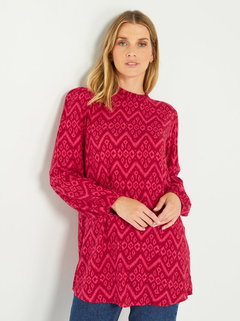 Bedrukte blouse met opstaande volantkraag ROSE - Kiabi