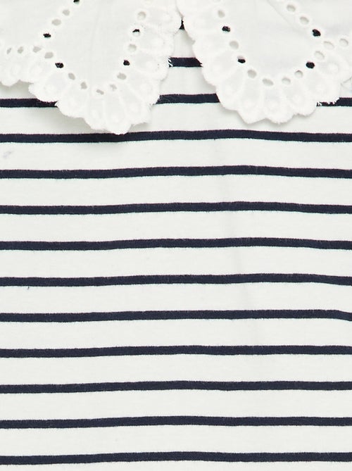 Bedrukte body met Peter Pan-kraag van broderie anglaise - Kiabi Bedrukte body met Peter Pan-kraag van broderie anglaise - Kiabi