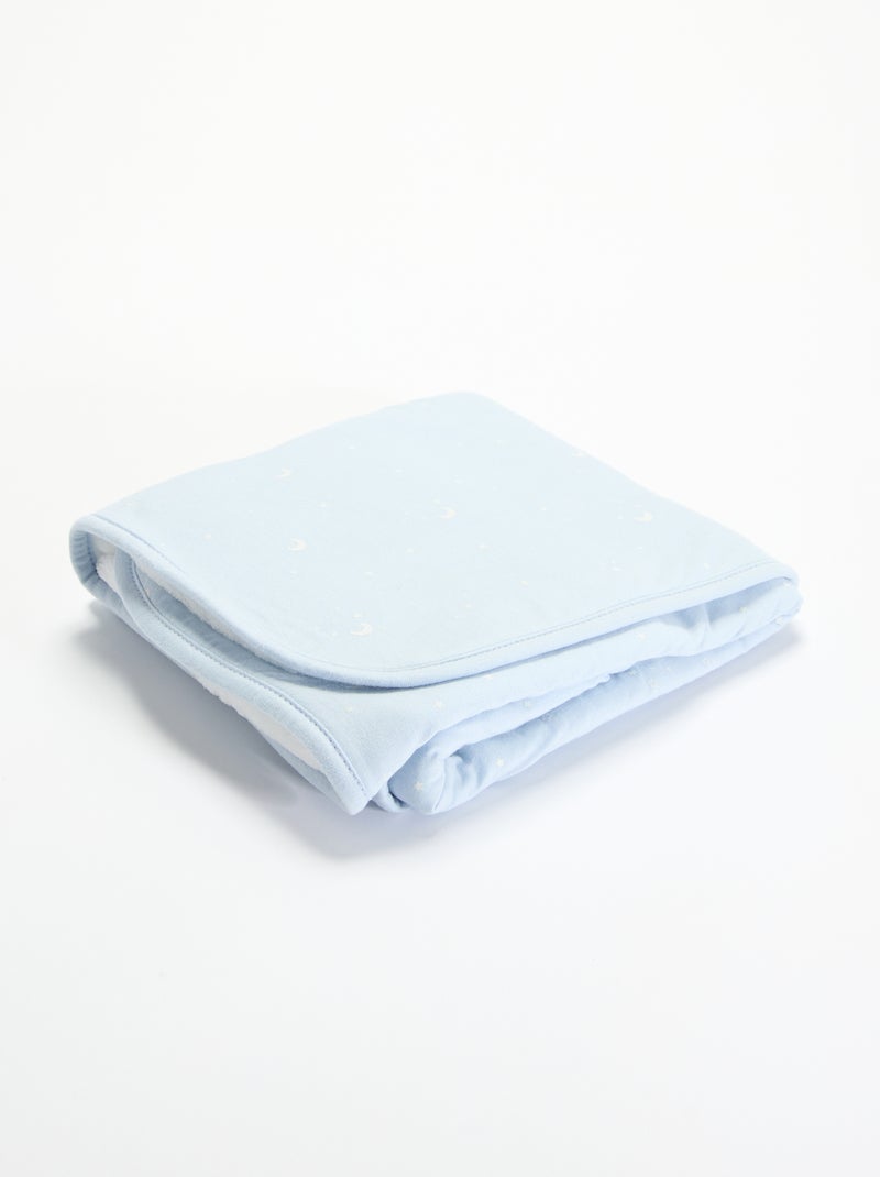 Bedrukte deken van jerseytricot en fleece Blauw - Kiabi