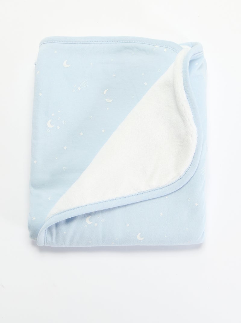 Bedrukte deken van jerseytricot en fleece Blauw - Kiabi