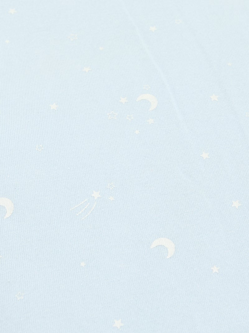 Bedrukte deken van jerseytricot en fleece Blauw - Kiabi