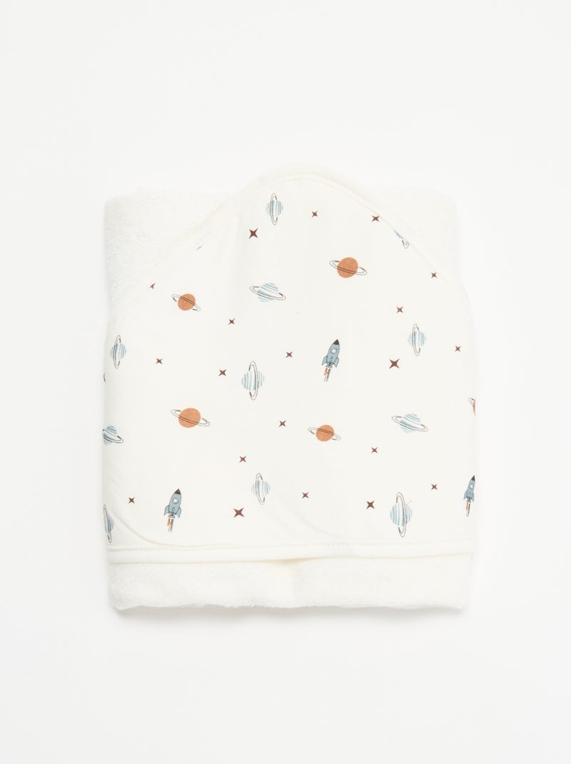 Bedrukte deken van katoenen jerseytricot en fleece Blauw - Kiabi