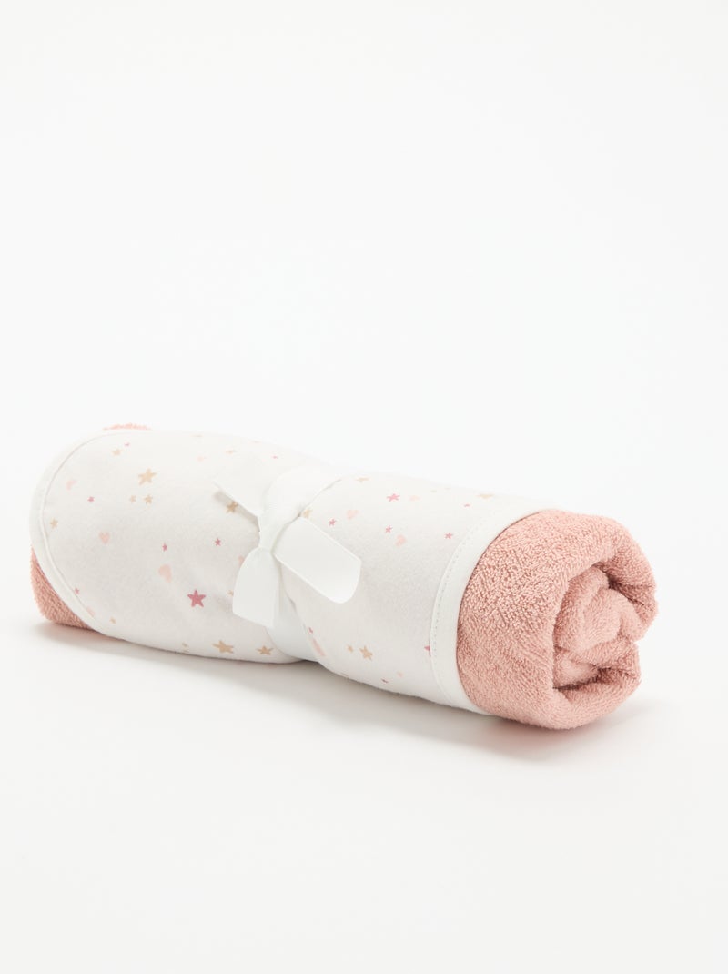 Bedrukte deken van katoenen jerseytricot en fleece Rose - Kiabi