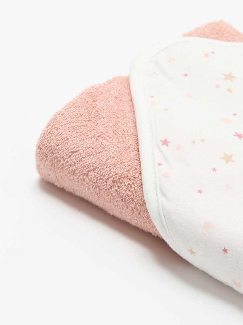 Bedrukte deken van katoenen jerseytricot en fleece Rose - Kiabi