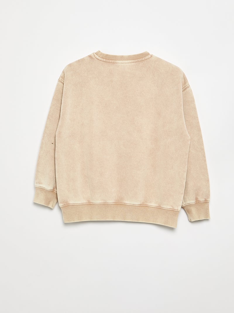 Bedrukte French Terry-sweater Biege - Kiabi
