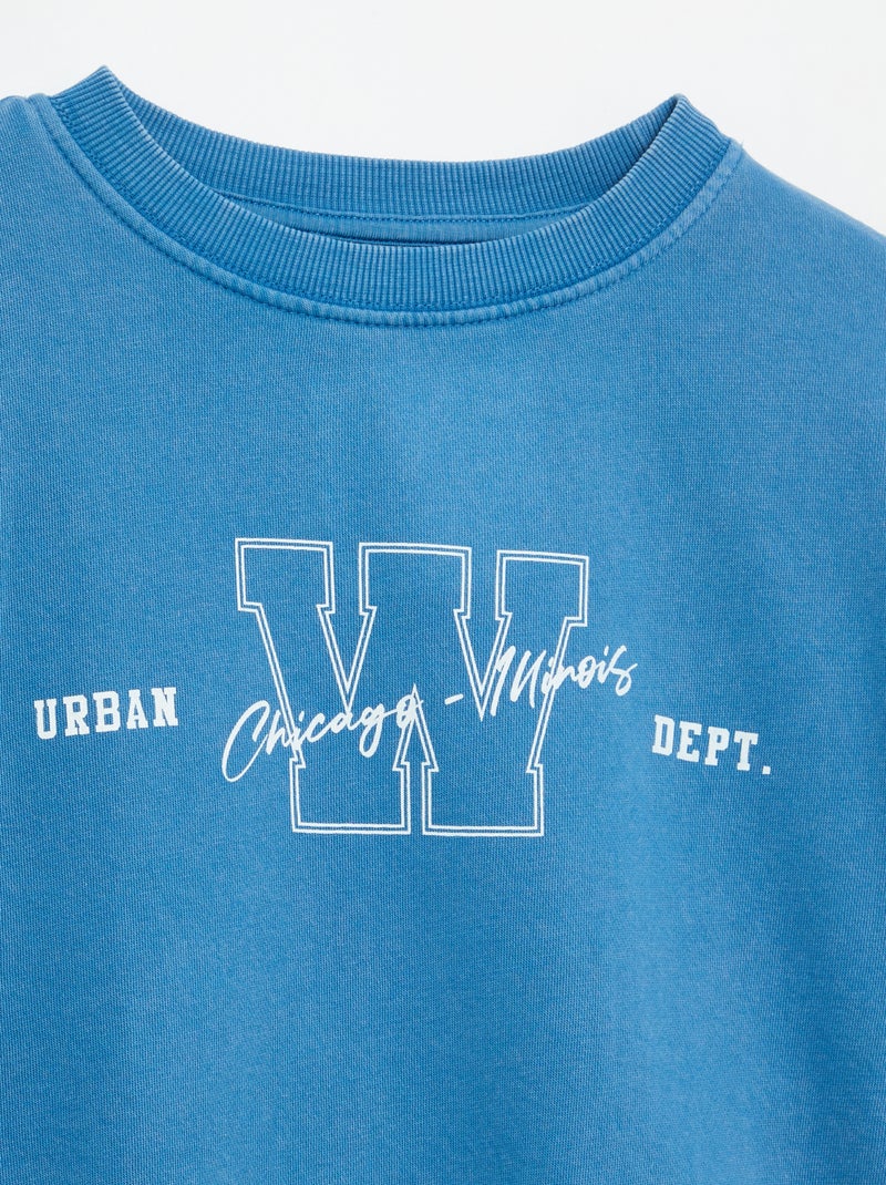 Bedrukte French Terry-sweater Blauw - Kiabi