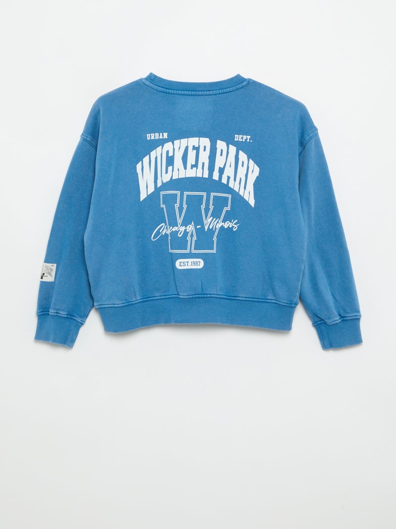 Bedrukte French Terry-sweater Blauw - Kiabi