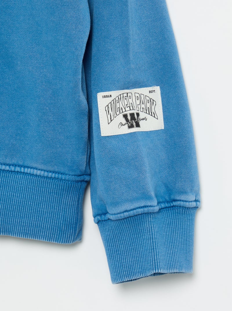 Bedrukte French Terry-sweater Blauw - Kiabi