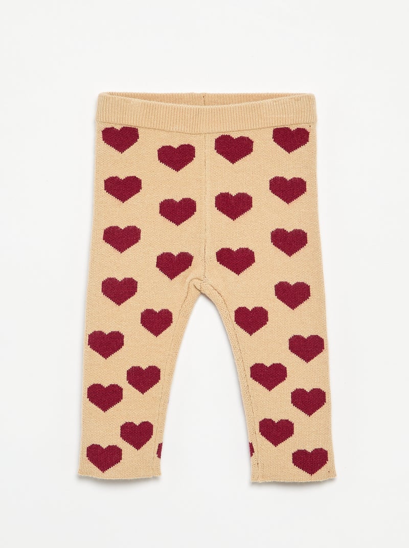 Bedrukte legging van compacte jerseytricot Biege - Kiabi