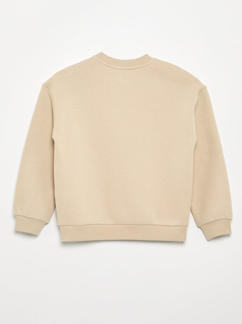 Bedrukte molton sweater - gemakkelijk aan te trekken collectie Biege - Kiabi