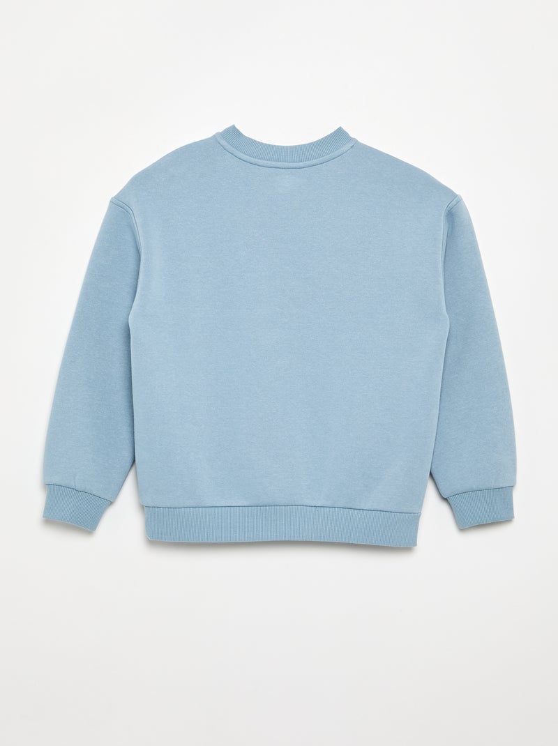 Bedrukte molton sweater - gemakkelijk aan te trekken collectie Blauw - Kiabi