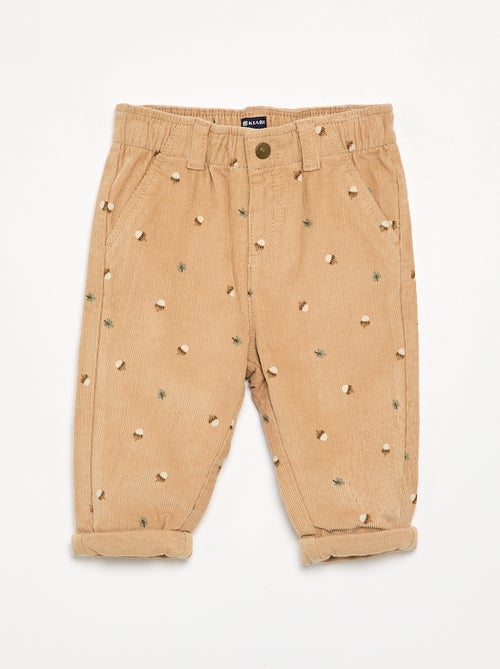 Bedrukte ribfluwelen broek - Kiabi