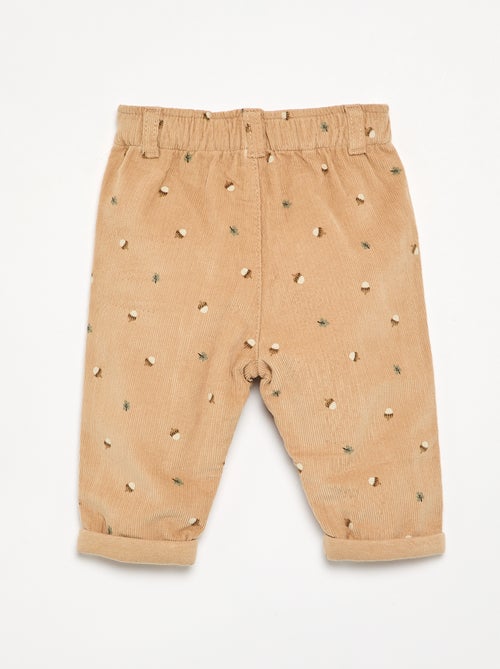 Bedrukte ribfluwelen broek - Kiabi