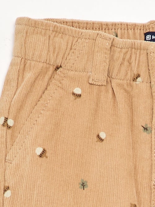 Bedrukte ribfluwelen broek - Kiabi