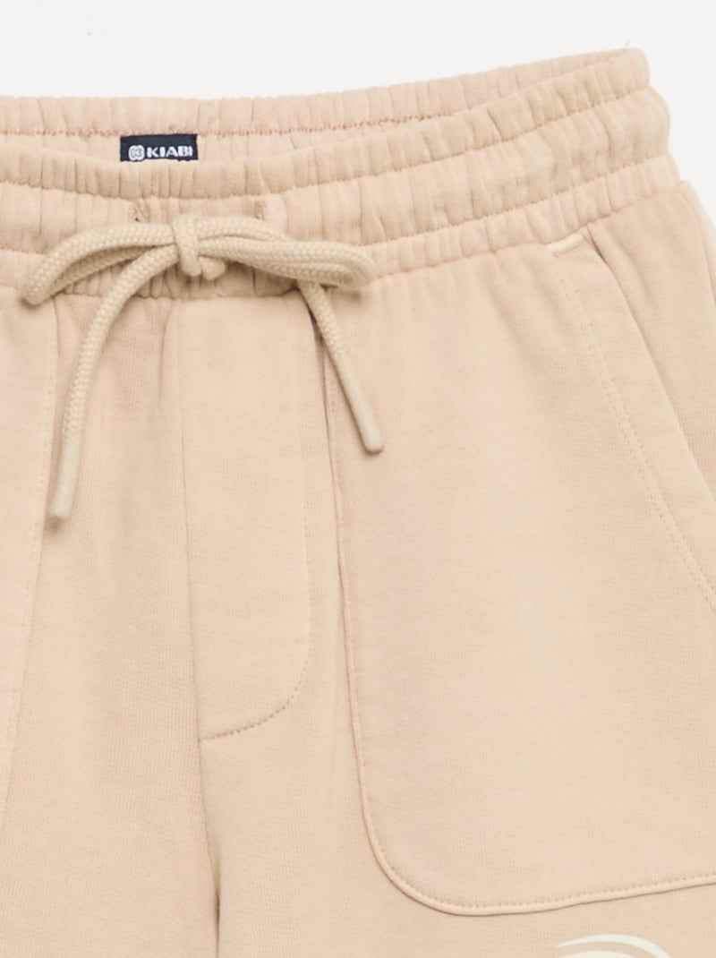 Bedrukte short van lichte molton Biege - Kiabi