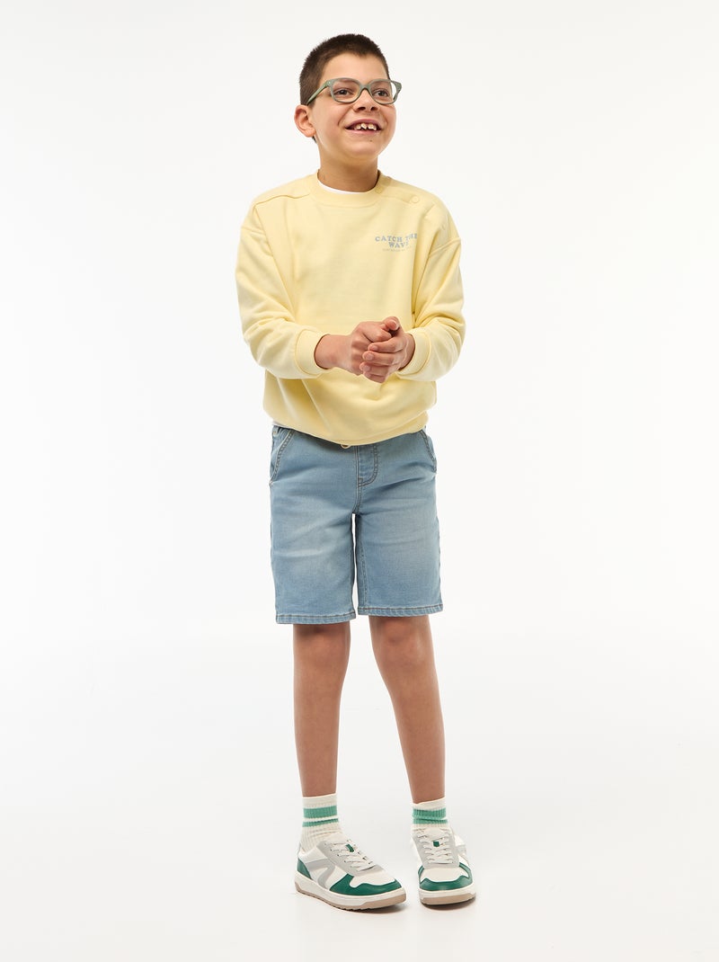 Bedrukte sweater - Makkelijk aan te trekken collectie Geel - Kiabi