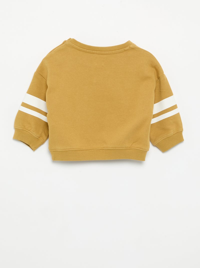 Bedrukte sweater met gestreepte lange mouwen Geel - Kiabi