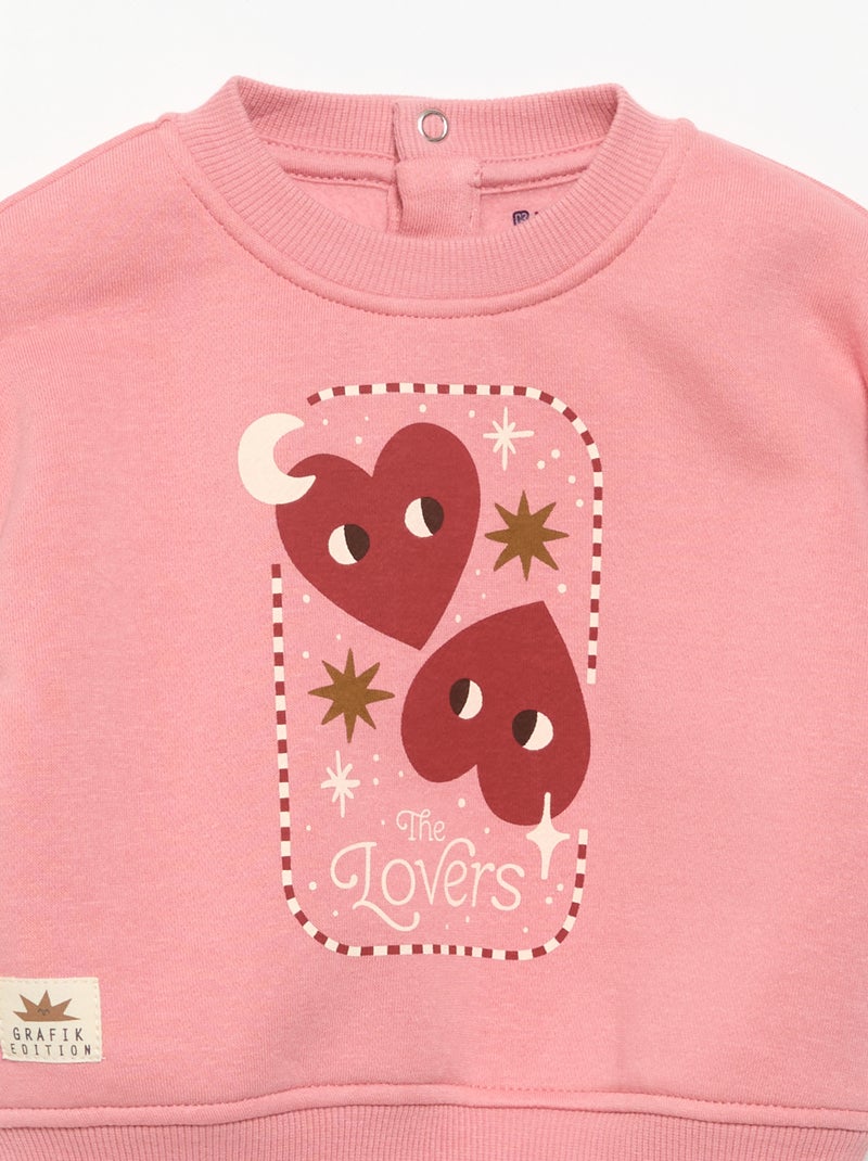Bedrukte sweater met lange mouwen Rose - Kiabi