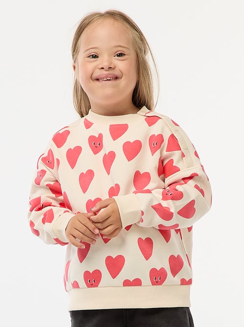 Bedrukte sweater met magnetische drukknopen op de schouder - gemakkelijk aan te trekken collectie - Kiabi