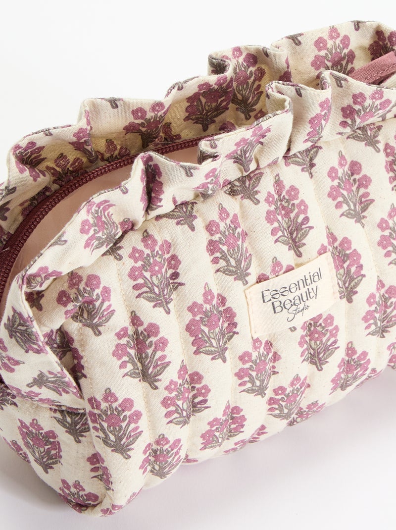 Bedrukte toilettas van textiel Rose - Kiabi
