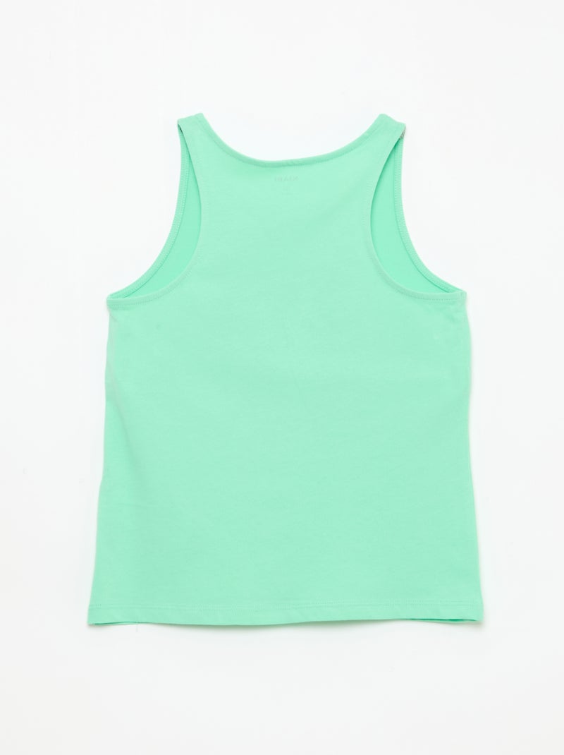 Bedrukte top met ronde hals Groen - Kiabi