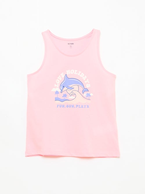 Bedrukte top met ronde hals - Kiabi