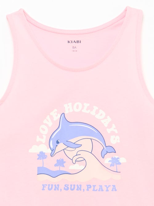 Bedrukte top met ronde hals - Kiabi