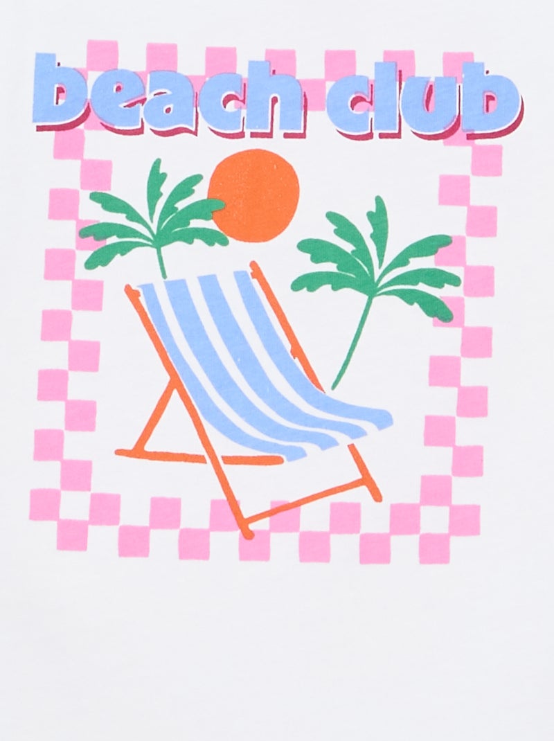 Bedrukte top met ronde hals Wit - Kiabi