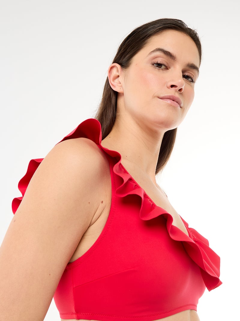 Beha met ruches van soepele microvezel Rood - Kiabi
